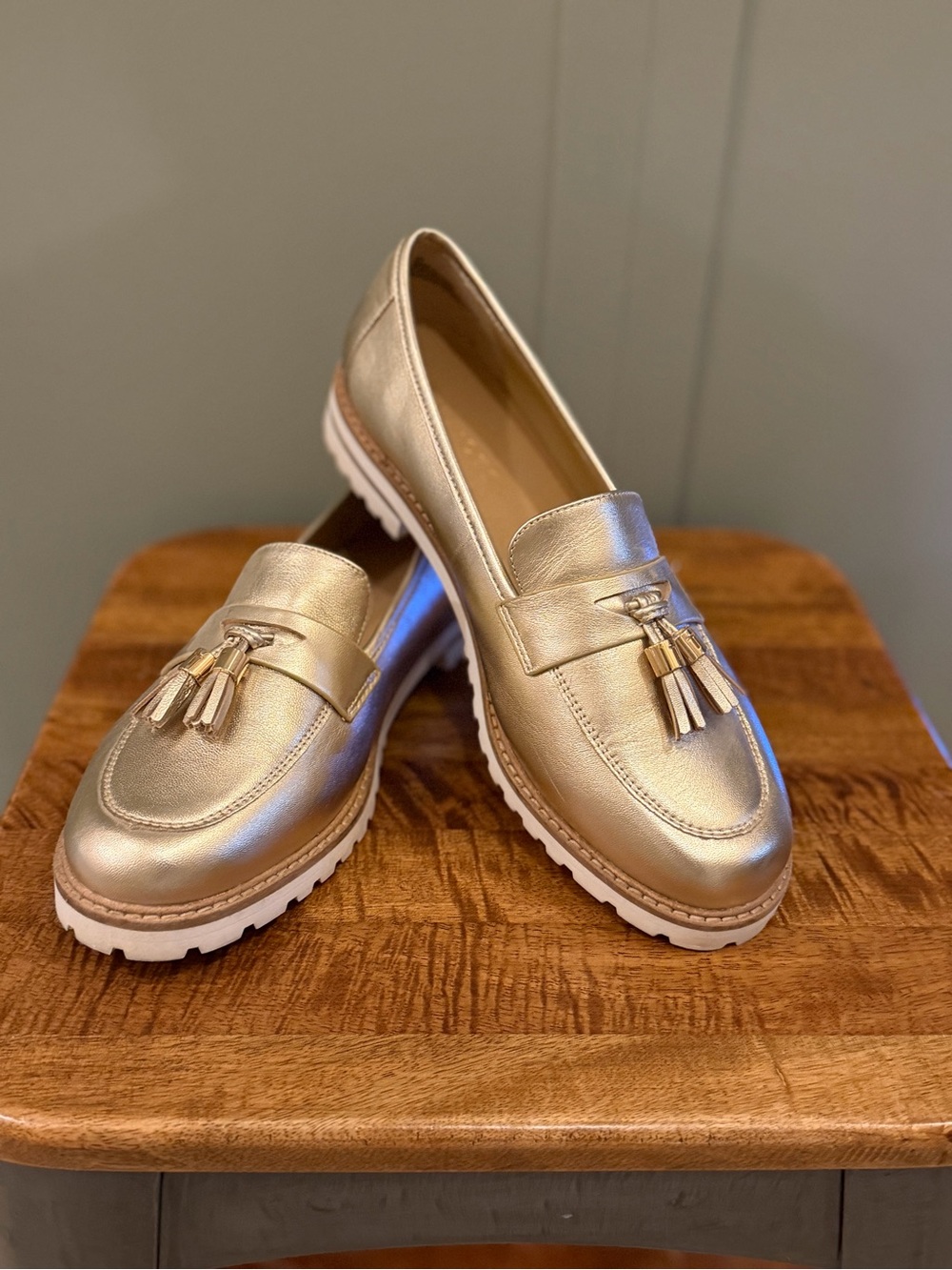 Talbot’s metallic Gold Tassel Loafers for Women
